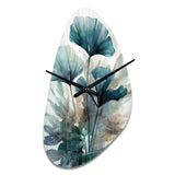 Tropical Palm Leaves Ginkgo II - Asymmetric Metal Wall Clock