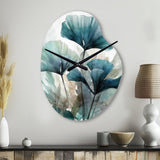 Tropical Palm Leaves Ginkgo II - Asymmetric Metal Wall Clock