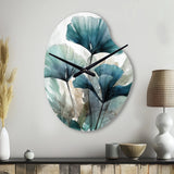 Tropical Palm Leaves Ginkgo II - Asymmetric Metal Wall Clock