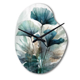 Tropical Palm Leaves Ginkgo II - Asymmetric Metal Wall Clock