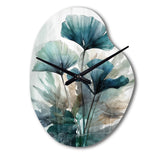 Tropical Palm Leaves Ginkgo II - Asymmetric Metal Wall Clock