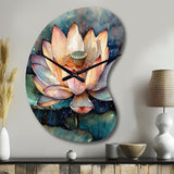 Orange Lotus Floral Dreams I - Asymmetric Metal Wall Clock