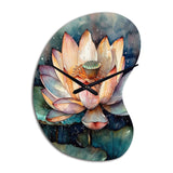 Orange Lotus Floral Dreams I - Asymmetric Metal Wall Clock