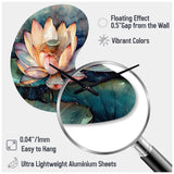 Orange Lotus Floral Dreams I - Asymmetric Metal Wall Clock