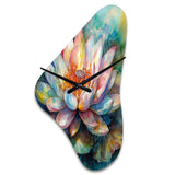Pink Lotus Floral Dreams II - Asymmetric Metal Wall Clock