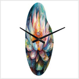 Pink Lotus Floral Dreams II - Asymmetric Metal Wall Clock