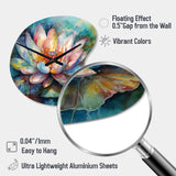 Pink Lotus Floral Dreams II - Asymmetric Metal Wall Clock
