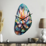 Pink Lotus Floral Dreams II - Asymmetric Metal Wall Clock