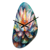 Pink Lotus Floral Dreams II - Asymmetric Metal Wall Clock