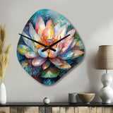 Pink Lotus Floral Dreams II - Asymmetric Metal Wall Clock