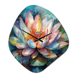 Pink Lotus Floral Dreams II - Asymmetric Metal Wall Clock