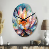 Pink Lotus Floral Dreams II - Asymmetric Metal Wall Clock