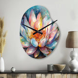 Pink Lotus Floral Dreams II - Asymmetric Metal Wall Clock