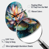 Pink Lotus Floral Dreams II - Asymmetric Metal Wall Clock
