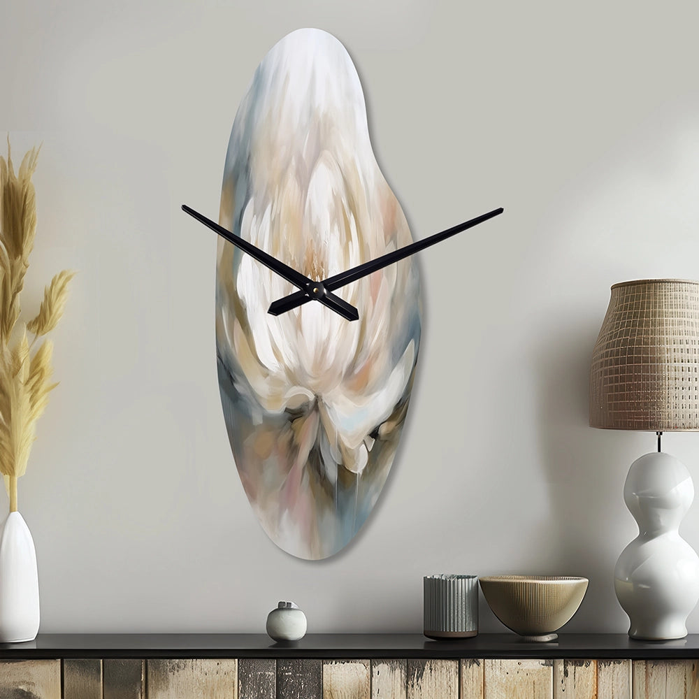 White Lotus Floral Melodies - Asymmetric Metal Wall Clock