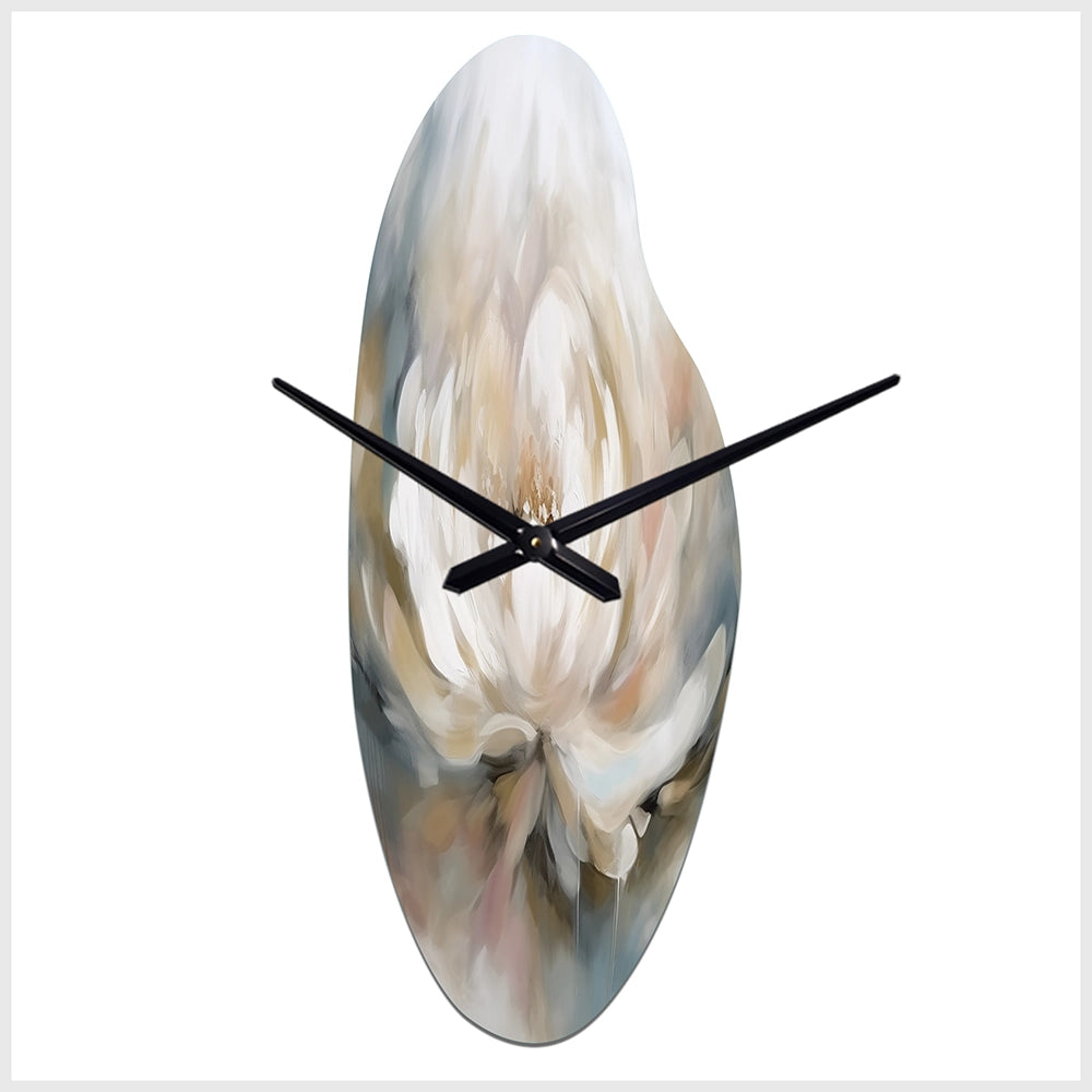 White Lotus Floral Melodies - Asymmetric Metal Wall Clock