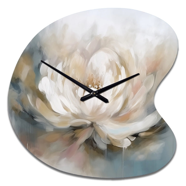 White Lotus Floral Melodies - Asymmetric Metal Wall Clock