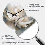 White Lotus Floral Melodies - Asymmetric Metal Wall Clock