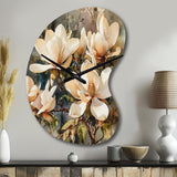 Cream Magnolia Symphony - Asymmetric Metal Wall Clock
