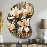 Cream Magnolia Symphony - Asymmetric Metal Wall Clock