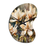 Cream Magnolia Symphony - Asymmetric Metal Wall Clock