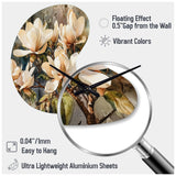 Cream Magnolia Symphony - Asymmetric Metal Wall Clock