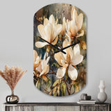Cream Magnolia Symphony - Asymmetric Metal Wall Clock