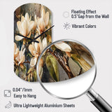 Cream Magnolia Symphony - Asymmetric Metal Wall Clock