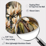 Cream Magnolia Symphony - Asymmetric Metal Wall Clock