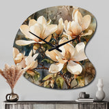 Cream Magnolia Symphony - Asymmetric Metal Wall Clock