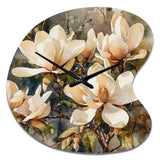 Cream Magnolia Symphony - Asymmetric Metal Wall Clock