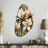 Cream Magnolia Symphony - Asymmetric Metal Wall Clock