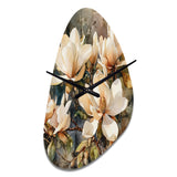 Cream Magnolia Symphony - Asymmetric Metal Wall Clock
