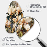 Cream Magnolia Symphony - Asymmetric Metal Wall Clock