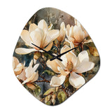 Cream Magnolia Symphony - Asymmetric Metal Wall Clock