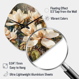 Cream Magnolia Symphony - Asymmetric Metal Wall Clock