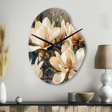 Cream Magnolia Symphony - Asymmetric Metal Wall Clock