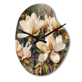 Cream Magnolia Symphony - Asymmetric Metal Wall Clock