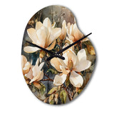 Cream Magnolia Symphony - Asymmetric Metal Wall Clock