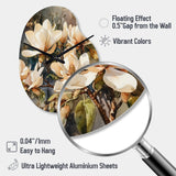 Cream Magnolia Symphony - Asymmetric Metal Wall Clock