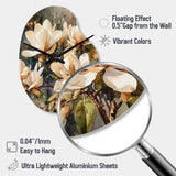 Cream Magnolia Symphony - Asymmetric Metal Wall Clock