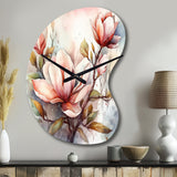 Red Magnolia Symphony - Asymmetric Metal Wall Clock
