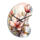 Red Magnolia Symphony - Asymmetric Metal Wall Clock