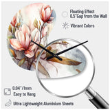 Red Magnolia Symphony - Asymmetric Metal Wall Clock