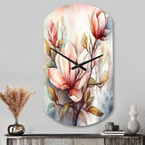 Red Magnolia Symphony - Asymmetric Metal Wall Clock