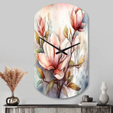Red Magnolia Symphony - Asymmetric Metal Wall Clock