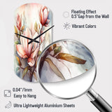 Red Magnolia Symphony - Asymmetric Metal Wall Clock