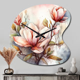 Red Magnolia Symphony - Asymmetric Metal Wall Clock