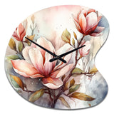 Red Magnolia Symphony - Asymmetric Metal Wall Clock