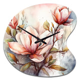 Red Magnolia Symphony - Asymmetric Metal Wall Clock